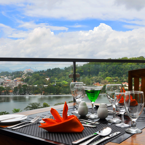 Outdoor Dining Area with Kandy Lake View
