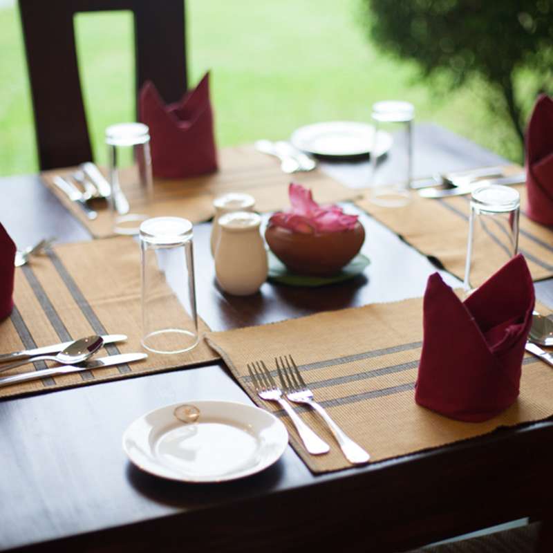 Dining Table Arrangement in Oak Ray Lake Resort Tissamaharama