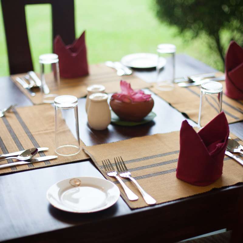 Dining Table Arrangements at Oak Ray Lake Resort Tissamaharama